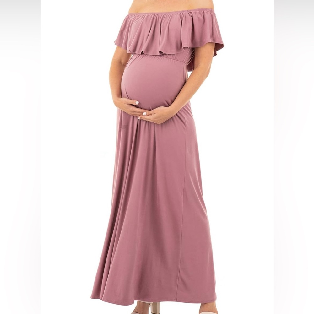Off Shoulder Maternity Maxi Dress
